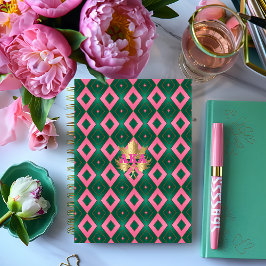Agenda Motif Chic Pink e Green Diamond