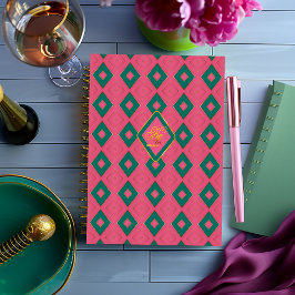 Agenda Motif de Diamante Verde e Pink, Monograma