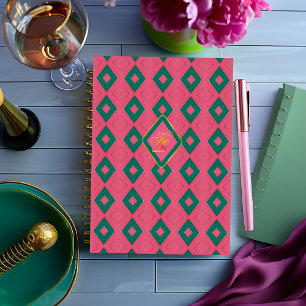 Agenda Motif de Diamante Verde e Pink, Monograma