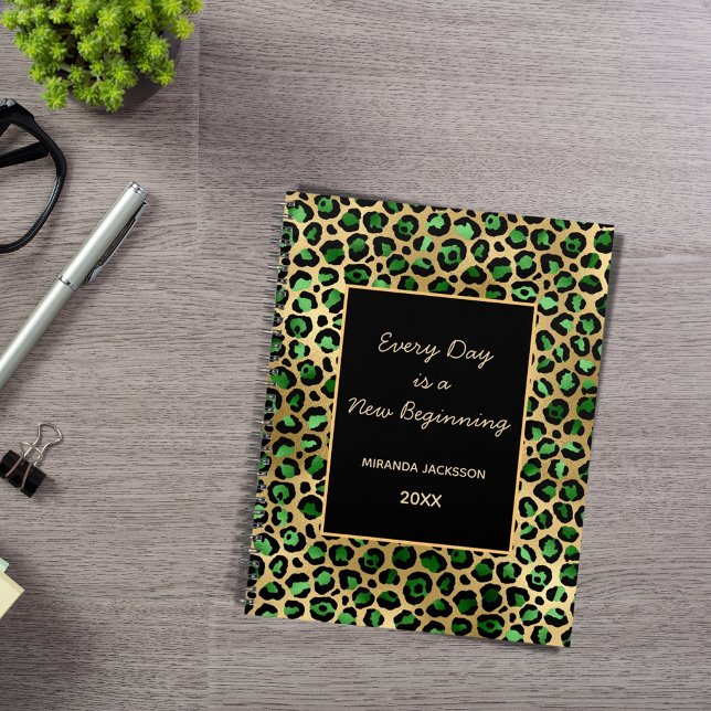 Agenda Motivação do leopardo de ouro verde Emerald 2026 (Criador carregado)