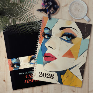 Agenda Mulher Abstrato Geométrica com Olhos Aqua