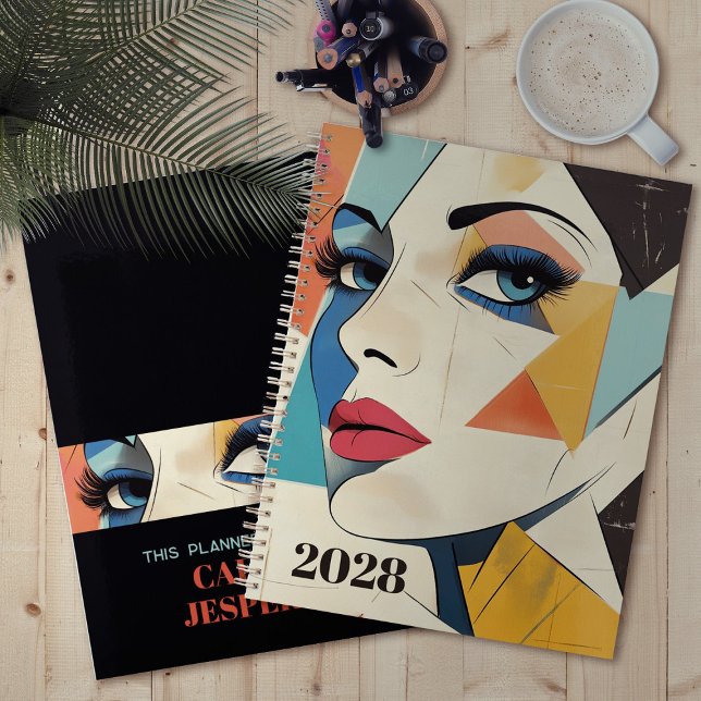 Agenda Mulher Abstrato Geométrica com Olhos Aqua (Criador carregado)