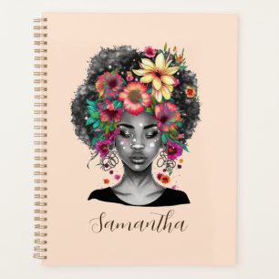 Agenda Mulher Afro Elegante Floral