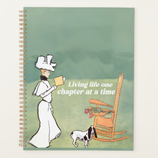 Agenda Mulher Amante de Livros e Cachorro Lendo