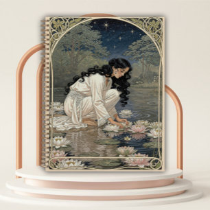 Agenda Mulher Art Nouveau com Lírios de Água