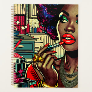 Agenda Mulher Bonita Passando Batom na Cozinha