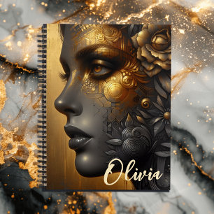 Agenda Mulher bonito no Étero Dourado Personalizada