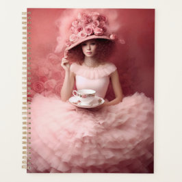 Agenda Mulher Branca de Rosa com Teacup