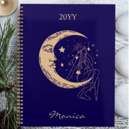 Agenda Mulher celestial lua & estrelas, boho, elegante ou