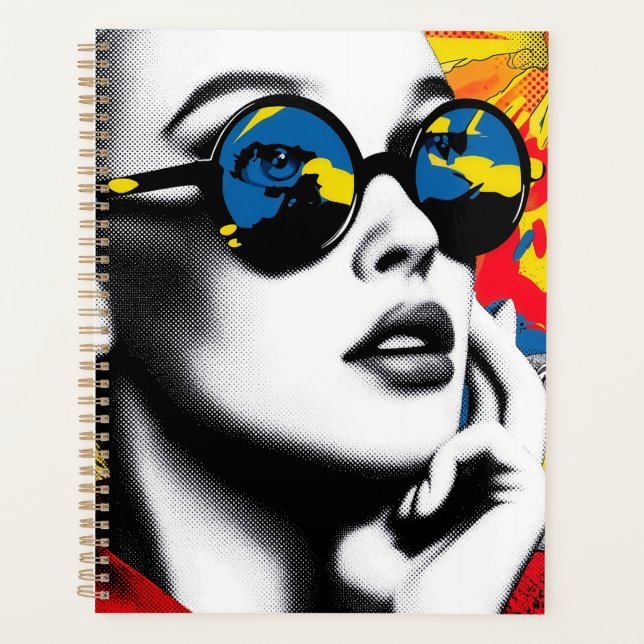 Agenda Mulher de arte pop com óculos de sol (Frente)