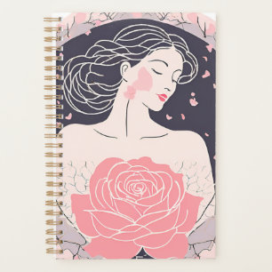 Agenda Mulher elegante planejadora pacífica de cor-de-ros