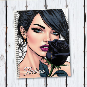 Agenda Mulher Gótica Mal-humorada Personalizada com Rosa