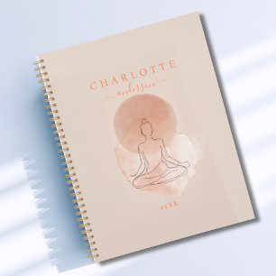 Agenda Mulher Meditando Arte Linha Minimalista