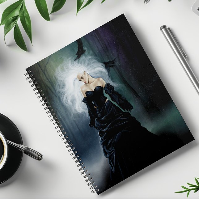 Agenda Mulher Misteriosa Gótica Preta Elegante Corvos Név (Criador carregado)