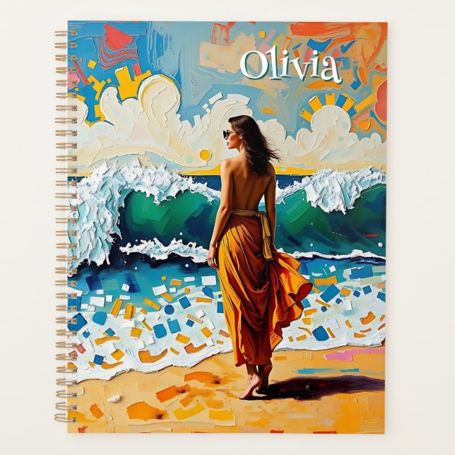 Agenda Mulher na Praia Arte Abstrata à Beira-Mar Personal (Frente)