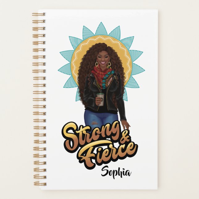 Agenda Mulher Negra Forte e Feroz Personalizada (Frente)