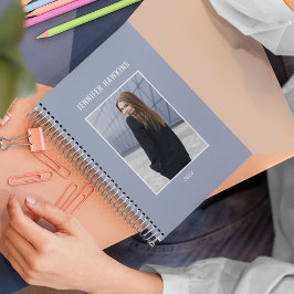 Agenda Mulher Simples Limpa Foto Cinza Azul Pessoal