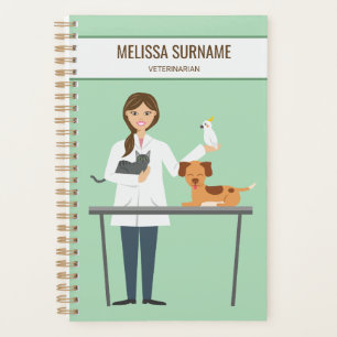 Agenda Mulher Veterinária Com Animais & Texto Personaliza