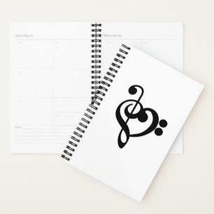 Agenda Músico Música Coração -Clave de Sol Fá
