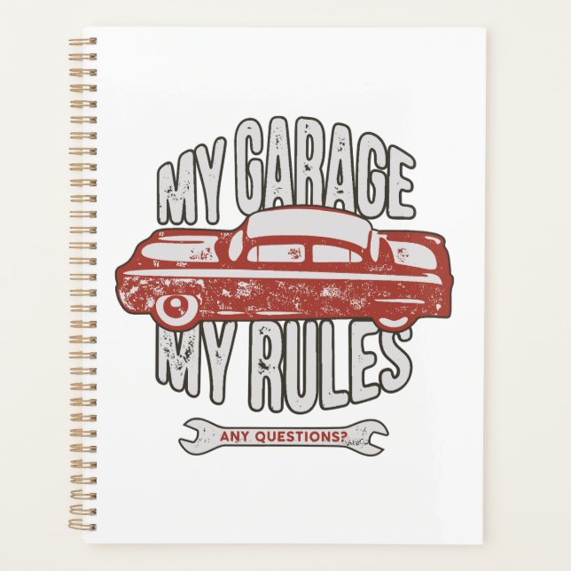 Agenda My Rules Classic Red Car Retro Mechanic (Frente)