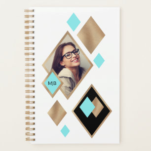 Agenda Na moda Fotografia Diamond Geométrico com Monogra
