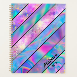 Agenda Na moda holográfico azul-quic