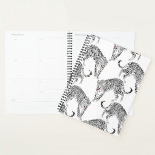 Agenda Na moda preto e rosa Design branco de leopardo