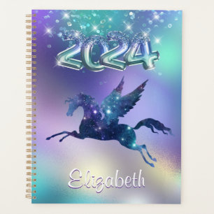 Agenda Na moda Turquoise Rainbow unicorn Glitter 2024