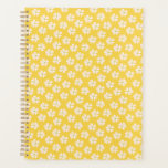 Agenda Na moda White Floral Padrão Brilhante Amarelo<br><div class="desc">Padrão floral branco-na moda com flores brancas e agudas em fundo amarelo brilhante. Desenvolvido exclusivamente para você pelo Happy Dolphin Studio!</div>