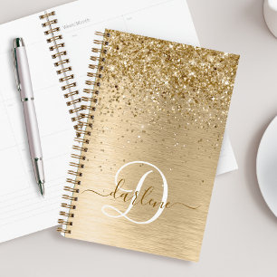 Agenda Nam Monograma de Impressão de Glitter Metálico Bru