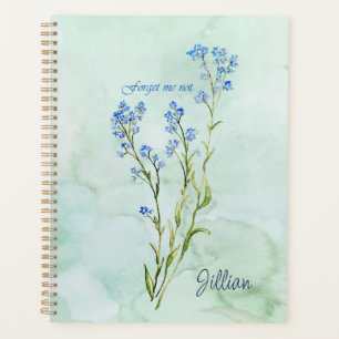 Agenda Não me esqueças Flor de Jardim Personalizada Aquar