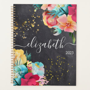 Agenda Narrativa Floral de Quadro Preto Nome da Rapariga