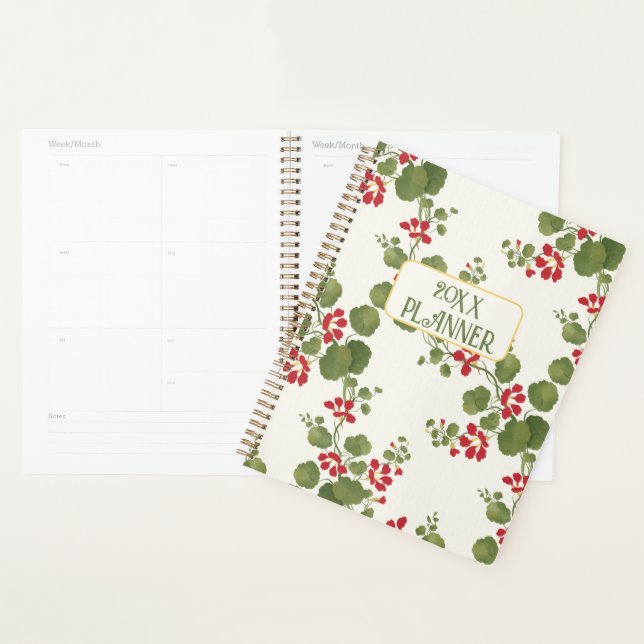Agenda Nasturtium Flowers Cream Weekly Planner (Exibição)