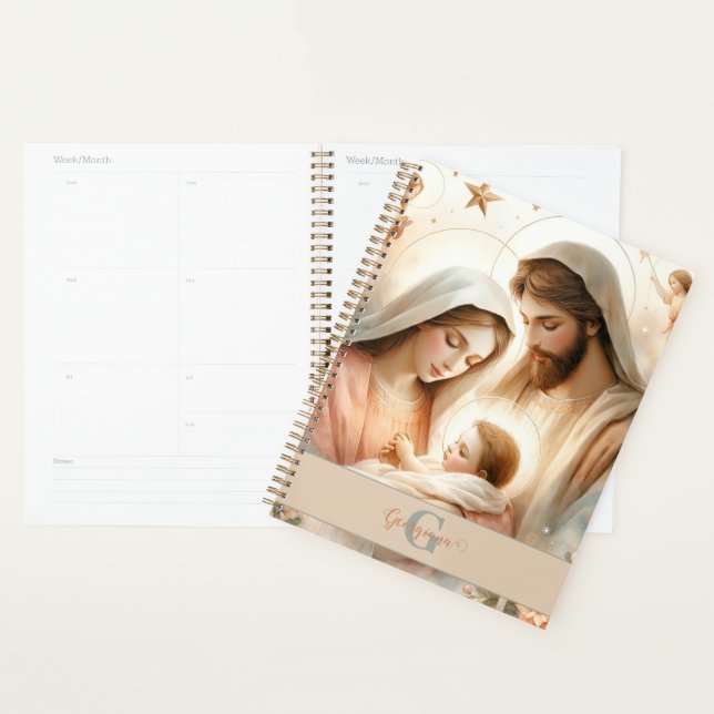 Agenda Natividade Bebê Jesus Cristo Floral Personalizado (Exibição)