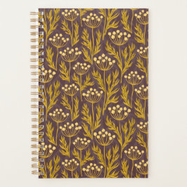 Agenda Natural Floral Pattern: Golden Accents  Dark Canva