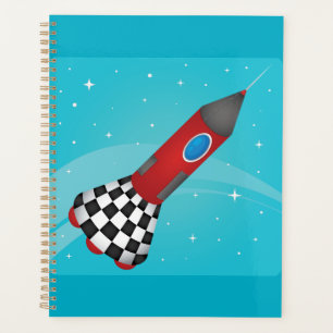 Agenda Nave Espacial Vermelha Retro no Espaço Galáctico