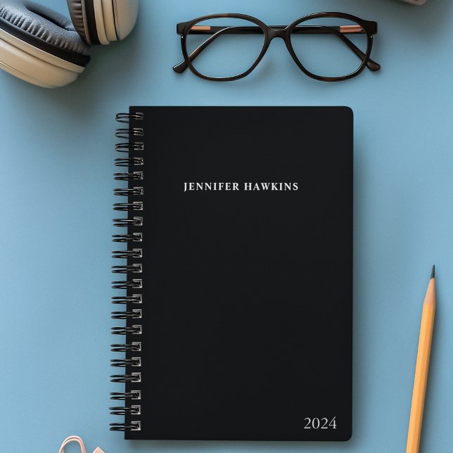 Agenda Negócios de pessoal preto e branco, simples e mode (Criador carregado)