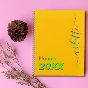Agenda Neon Amber Legal Moderno Semanal e Mensal 2025
