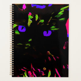 Agenda Neon Black Cat with Glowing Eyes