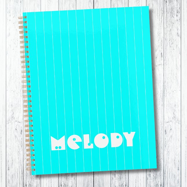 Agenda Neon Cyan White Thin Vertical Strike Name (Criador carregado)