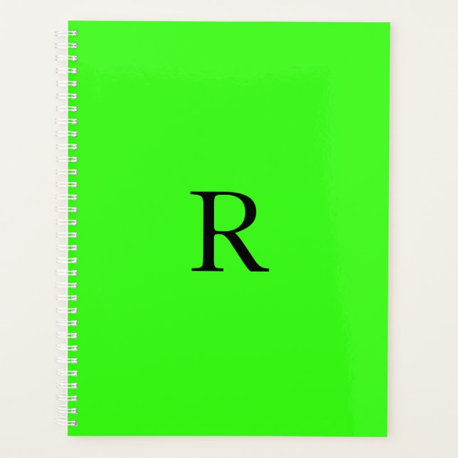 Agenda Neon Green Name Monogramas, fluorescente, favor do (Frente)