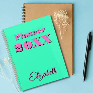 Agenda Neon Teal Pink Legal moderno Semanal e Mensal 2025