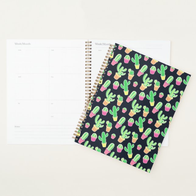 Agenda Neon Watercolor Cactos em Potes (Exibição)