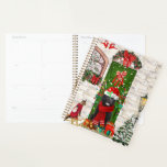 Agenda Newland Dog Christmas<br><div class="desc">O Natal do Cachorro da Terra Nova sentado do lado de fora da casa decorada com a coroa de Natal, a árvore de Natal é uma ideia perfeita de presente de Natal para amantes de cães.</div>