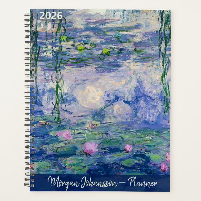 Agenda Ninfas Aquáticas de Monet | Texto Personalizado (Frente)
