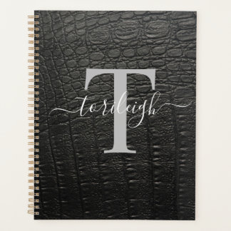 Agenda Noir Croc Monogrammed