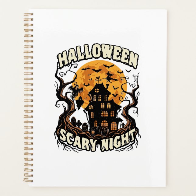Agenda Noite Assustadora de Halloween Casa Assombrada Lua (Frente)