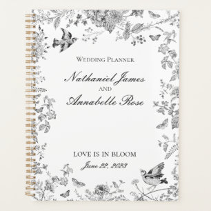 Agenda Noiva Floral Vintage Toile De Jouy Preto