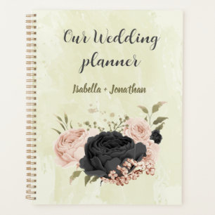 Agenda noivas flores rosa blush preto casamento