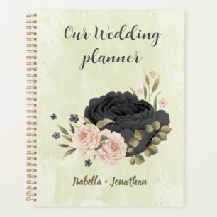 Agenda noivas flores rosa blush preto casamento